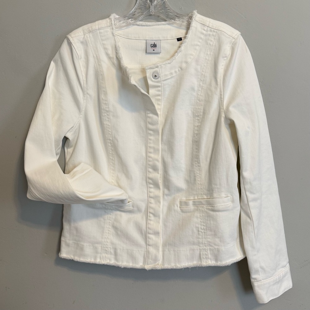 Cabi #5479 Castaway White Denim Jacket, Sz. M